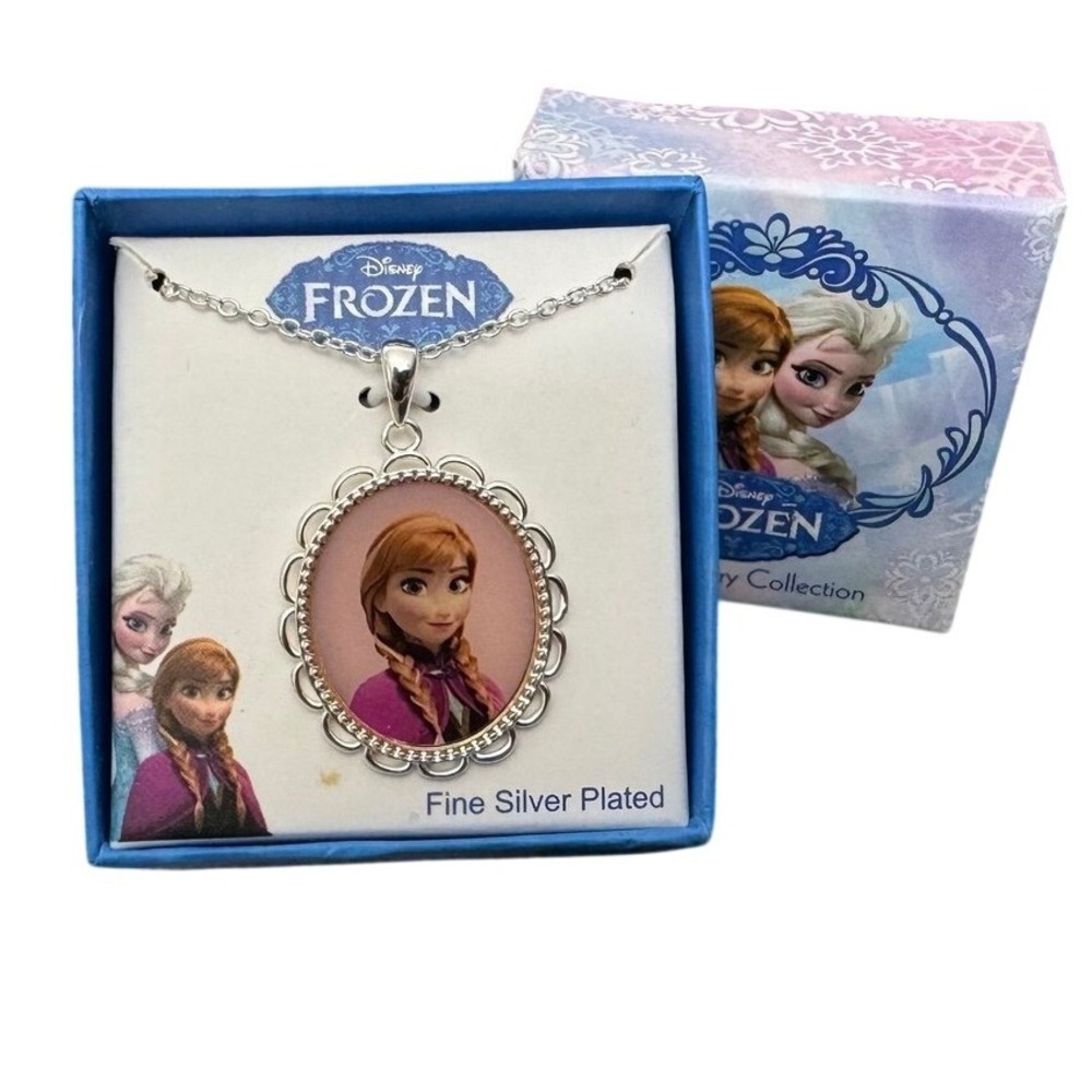 Necklace for little girls. Frozen Anna silver plated. Disney jewelry